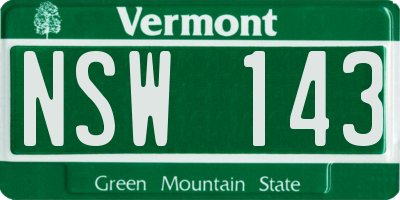 VT license plate NSW143