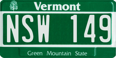 VT license plate NSW149