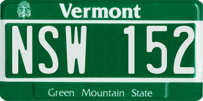 VT license plate NSW152