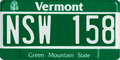 VT license plate NSW158