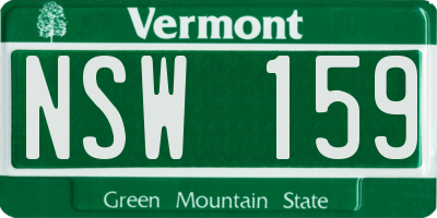 VT license plate NSW159