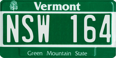 VT license plate NSW164