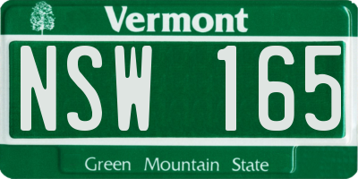 VT license plate NSW165