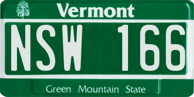 VT license plate NSW166