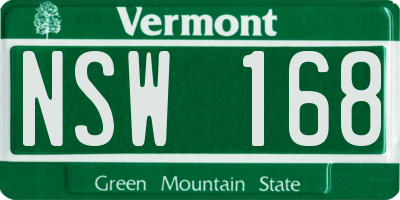VT license plate NSW168