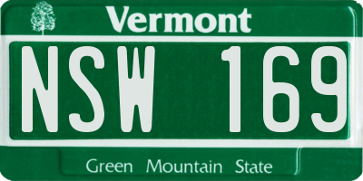 VT license plate NSW169