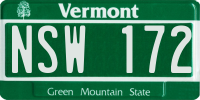 VT license plate NSW172