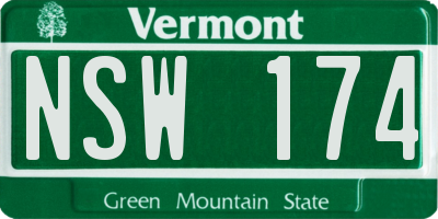 VT license plate NSW174