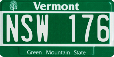 VT license plate NSW176