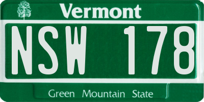 VT license plate NSW178