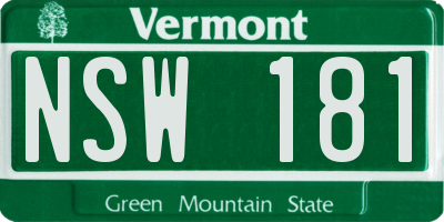 VT license plate NSW181