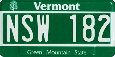 VT license plate NSW182