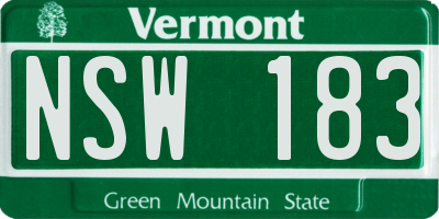 VT license plate NSW183