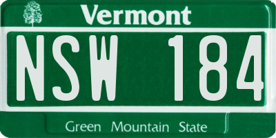 VT license plate NSW184