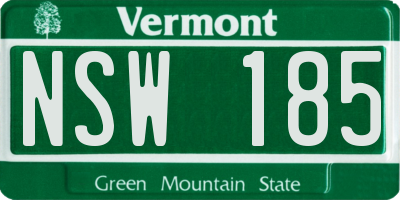VT license plate NSW185