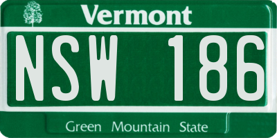 VT license plate NSW186