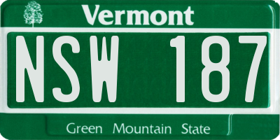 VT license plate NSW187