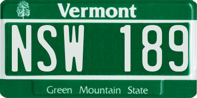 VT license plate NSW189