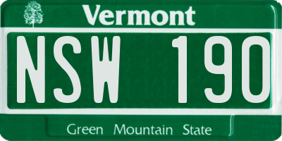 VT license plate NSW190