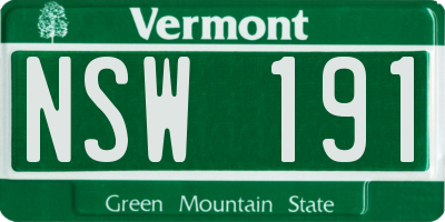 VT license plate NSW191