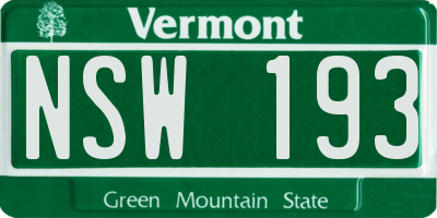VT license plate NSW193