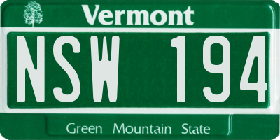 VT license plate NSW194