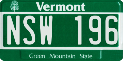 VT license plate NSW196