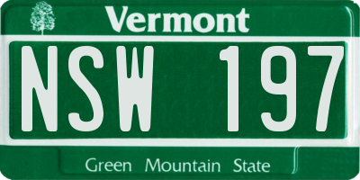 VT license plate NSW197