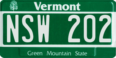 VT license plate NSW202