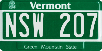 VT license plate NSW207