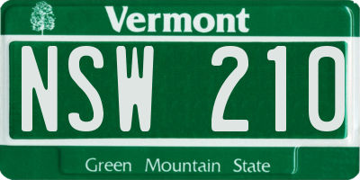 VT license plate NSW210