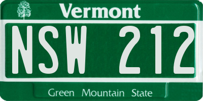 VT license plate NSW212