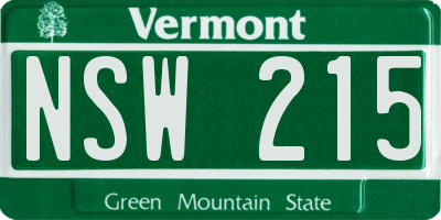 VT license plate NSW215