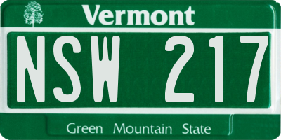 VT license plate NSW217