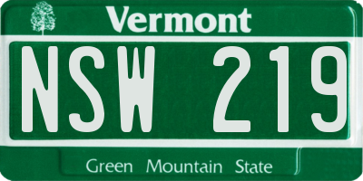 VT license plate NSW219