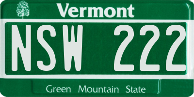 VT license plate NSW222