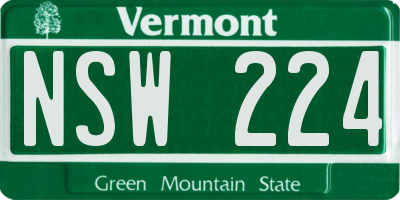 VT license plate NSW224