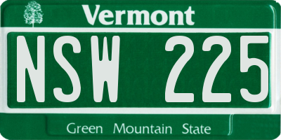 VT license plate NSW225