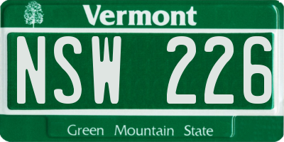VT license plate NSW226
