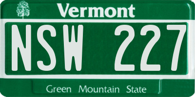 VT license plate NSW227