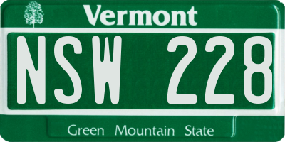 VT license plate NSW228