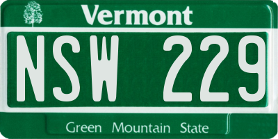 VT license plate NSW229