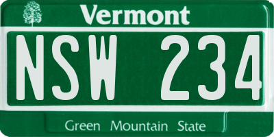 VT license plate NSW234