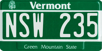 VT license plate NSW235