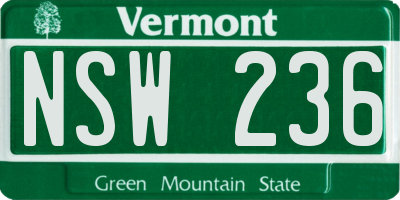 VT license plate NSW236