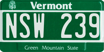 VT license plate NSW239
