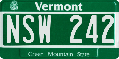 VT license plate NSW242