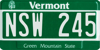 VT license plate NSW245