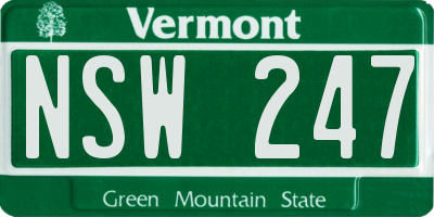 VT license plate NSW247