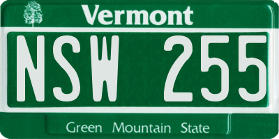 VT license plate NSW255